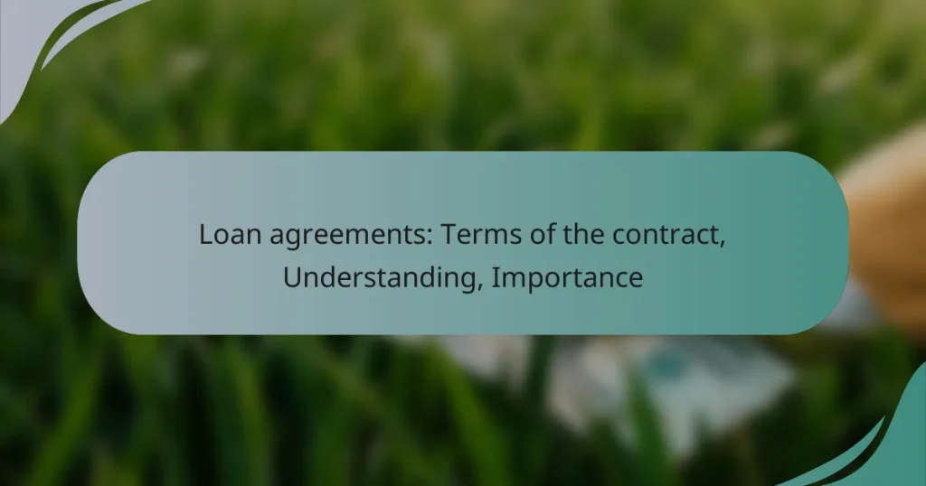 Loan agreements: Terms of the contract, Understanding, Importance