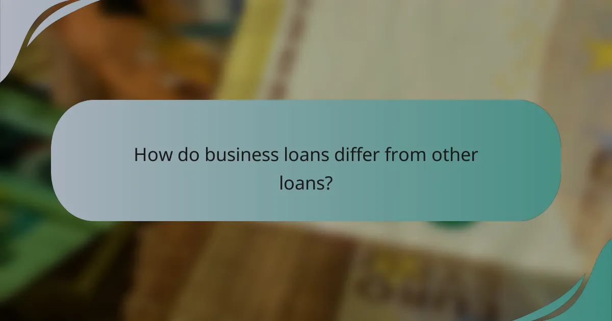 How do business loans differ from other loans?