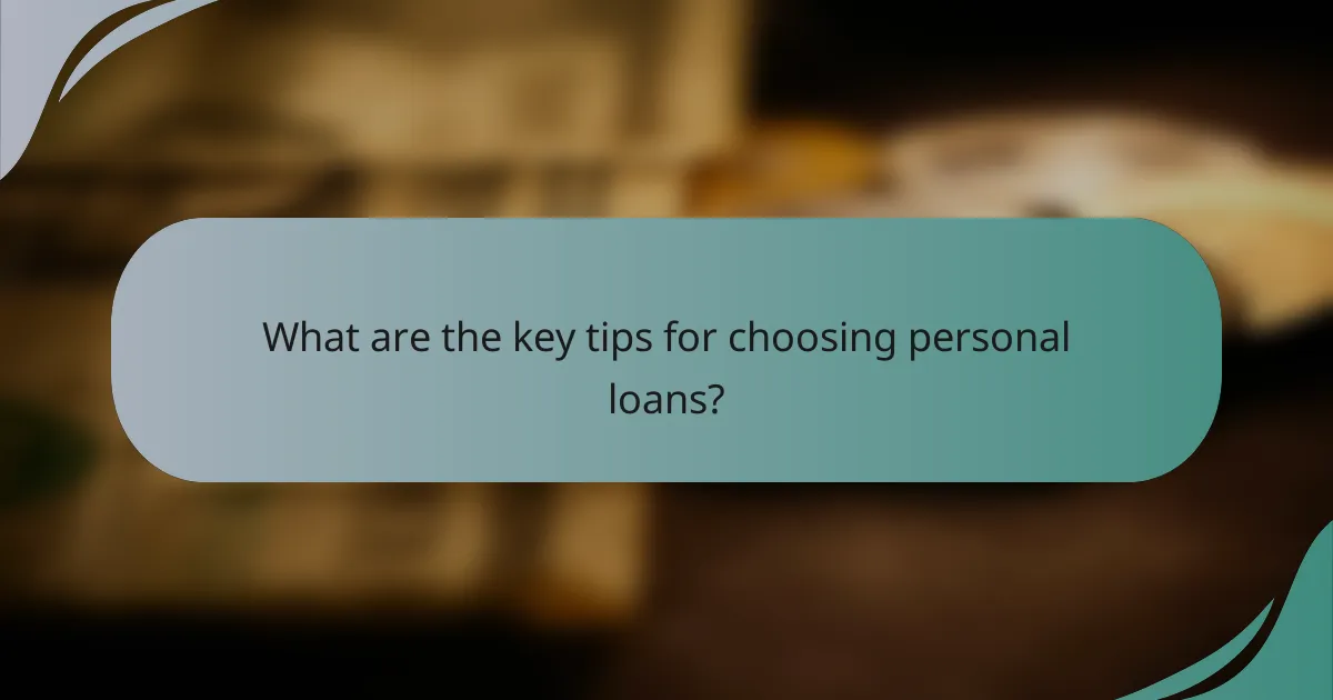 What are the key tips for choosing personal loans?