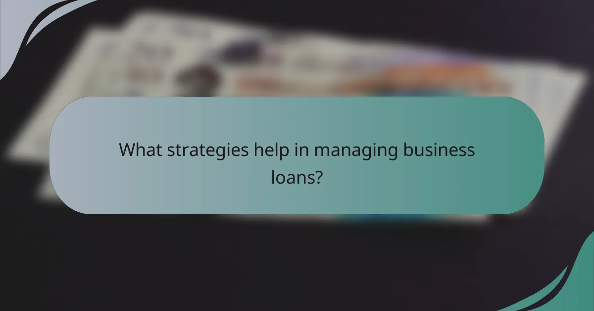 What strategies help in managing business loans?